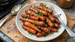 Carottes rôties au miel et au thym au four : tendres, caramélisées, faciles